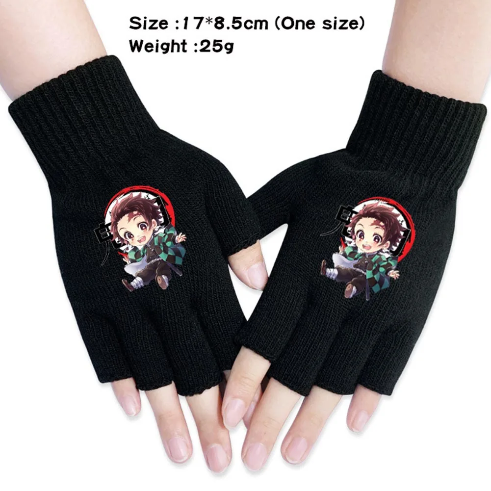 Аниме перчатки Demon Slayer: Kimetsu no Yaiba унисекс Хлопковые вязаные наручные перчатки