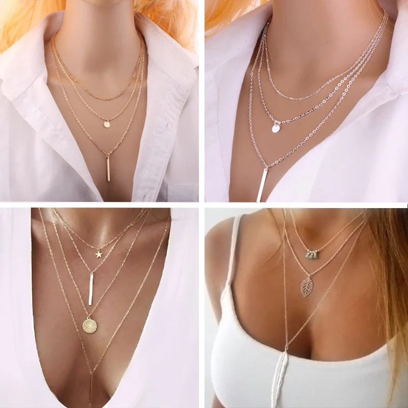 

Europe and America Fashion Choker Short Necklace Pendant Sweater Chain Female Crystal Dots Multilayer AliExpress Necklace