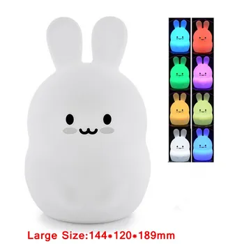 

Rabbit Night Light Touch Sensor RGB LED Lamp USB Battery Powered Silicone Bunny Bedroom Bedside Lamp for Children Kids Baby Gift