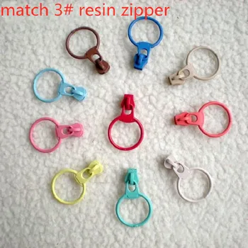 

3V#3 Resin zipper puller With the ring Zipper head DIY colourful resin zipper 20pcs/lot