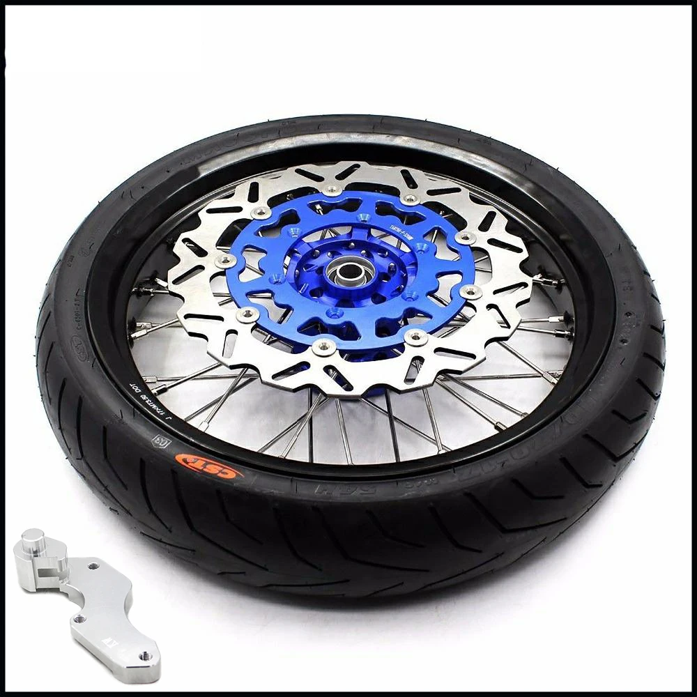 Колесные диски KKE 3 5/4 25 Supermoto для Suzuki DRZ400 2000 2004 DRZ400E 2007 DRZ400S 2019 синие ступицы
