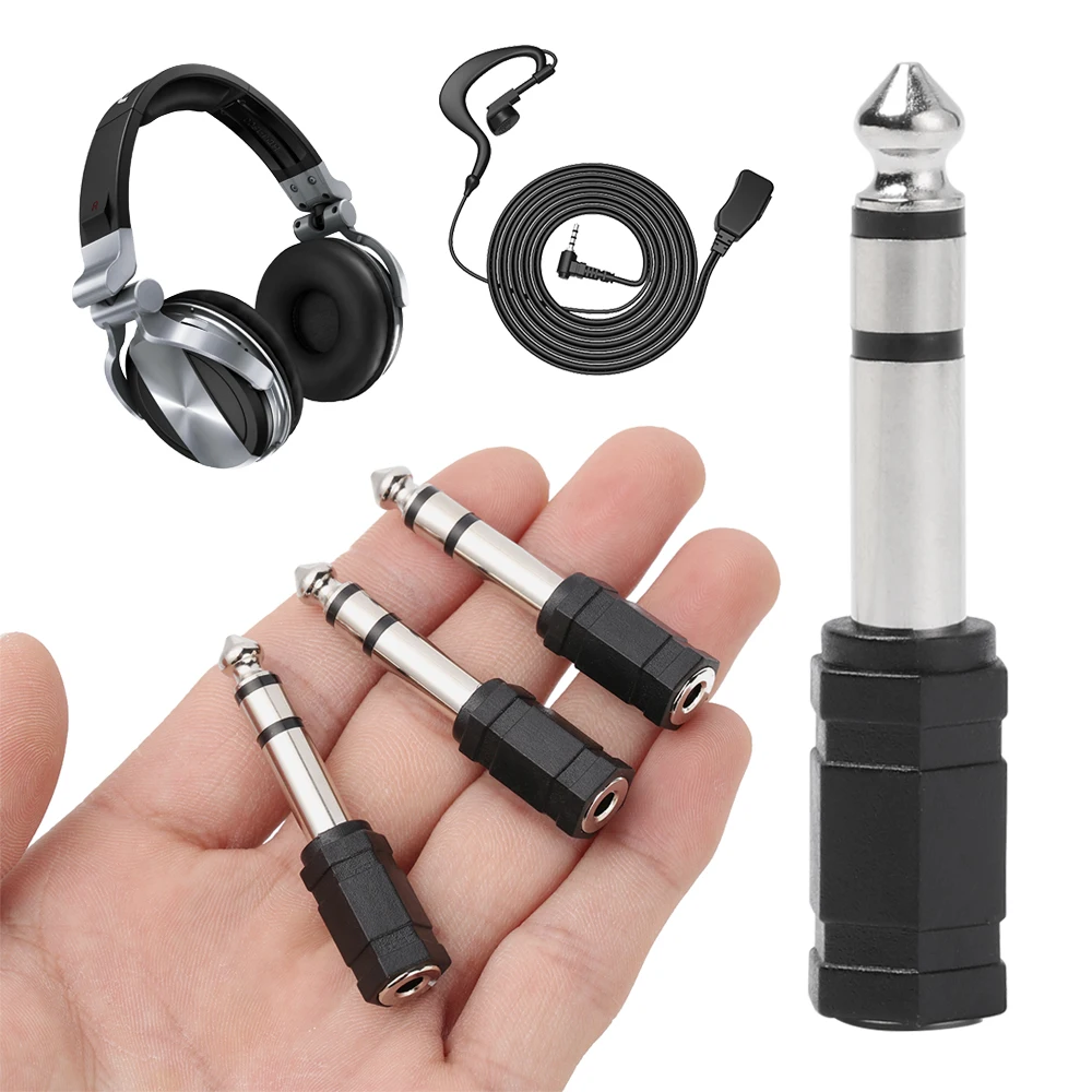 Adaptador de conector Jack de 3,5mm a 6,35mm para auriculares estéreo, convertidor de 6,3mm para auriculares, adaptador para auriculares y micrófono con cabeza de Audio