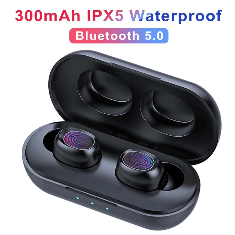

B5 TWS Bluetooth Wireless Earphone 5.0 Headphones Touch Control Earbuds Waterproof Stereo Music Headset 300mAh Power Bank HD Mic
