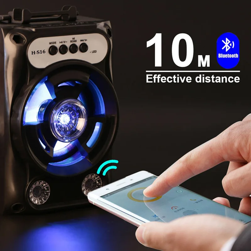 2019 Protable Bluetooth Speaker Wireless Bass Stereo Sound System With Led Light Speaker Support TF Card FM Radio Outdoor Travel