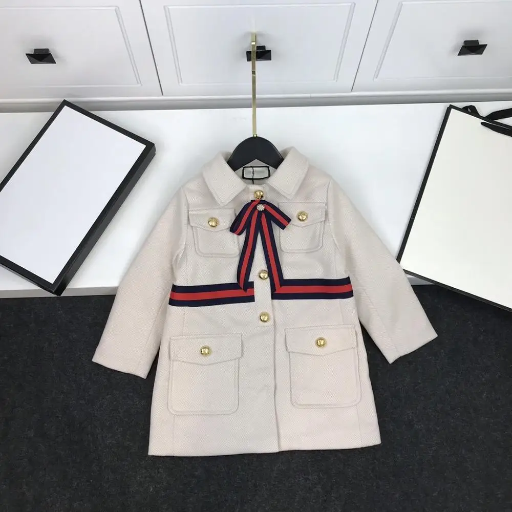 High quality New Grils Winter Coat Fashion Single Breasted White Kids Wool Coats Jacket Children Outerwear |