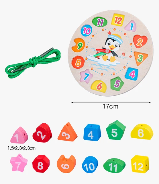 26pcs Wooden Toys Baby DIY Toy Cartoon Fruit Animal Stringing Threading Wooden beads Baby Educational Toys Wooden Toys WYW 5