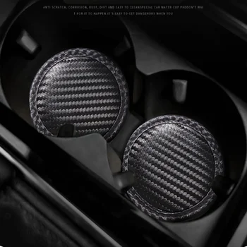 

1Pcs Black Auto Water Cup Slot Non-Slip Cup Coaster Carbon Fiber Mat For Land Rover RANGE ROVER LR2 LR3 LR4 RANGE LAND Sport