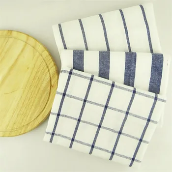

Brief Pastroal Table Napkins High-quality Tea Towels Blue Striped Cotton Plaid Mats Placemats Kitchen Decoration Table Napkin