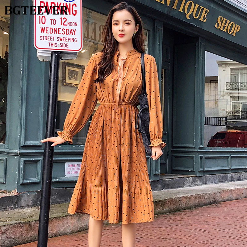 Платье BGTEEVER женское шифоновое средней длины винтажное ТРАПЕЦИЕВИДНОЕ с