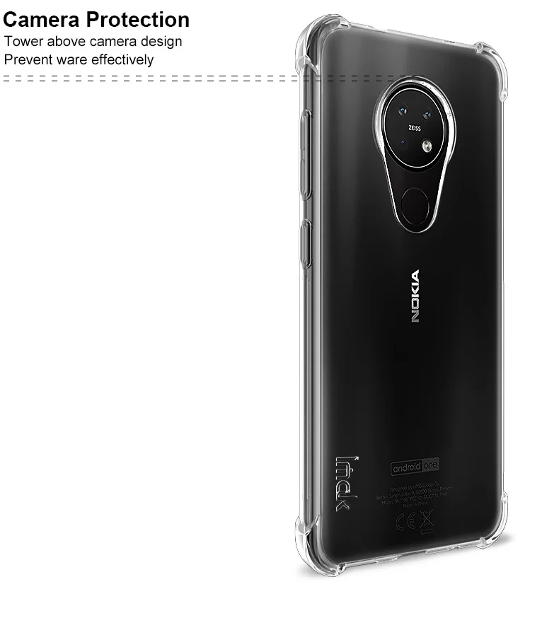 IMAK Для Nokia 7,2 Чехол ударопрочный противоударный мягкий Задняя накладка чехла из ТПУ для Nokia 7,2/Nokia 6,2 с пленкой