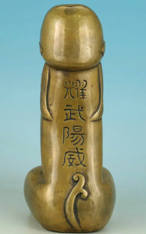 Old Bronze Foo Dog Lion male Carved Penis God Collect Statue Figure | Дом и сад