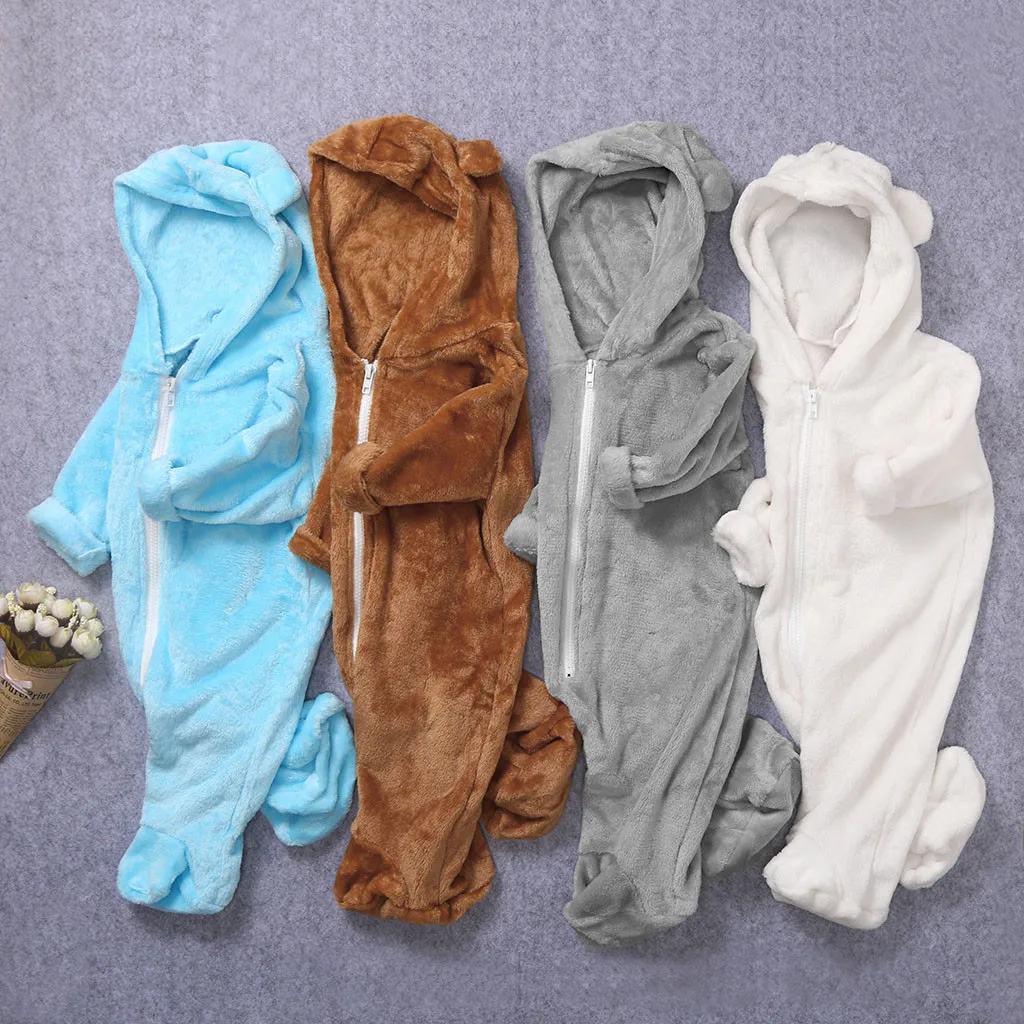Г. Одежда для малышей однотонный комбинезон с капюшоном и ушками, одежда для маленьких девочек однотонная зимняя одежда для новорожденных с длинными рукавами на молнии roupa infantil