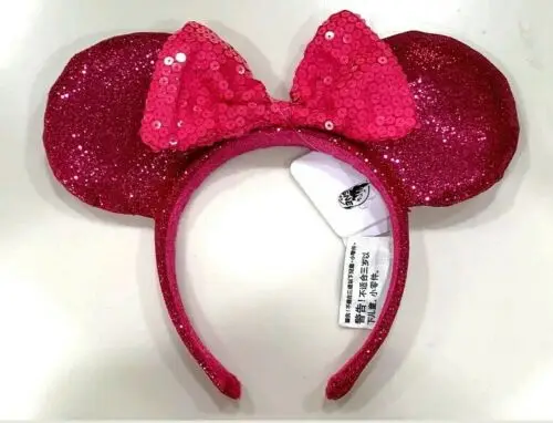 Minnie Ears Imagination Pink Sequined Headband with Bow NEW
