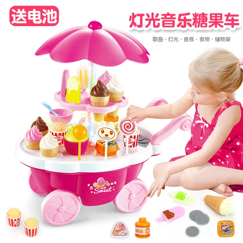 

Children Have GIRL'S Ice Cream Car Model Every Family Toy Small Plastic Candy Car Guangdong Province Ice Cream Truck Set