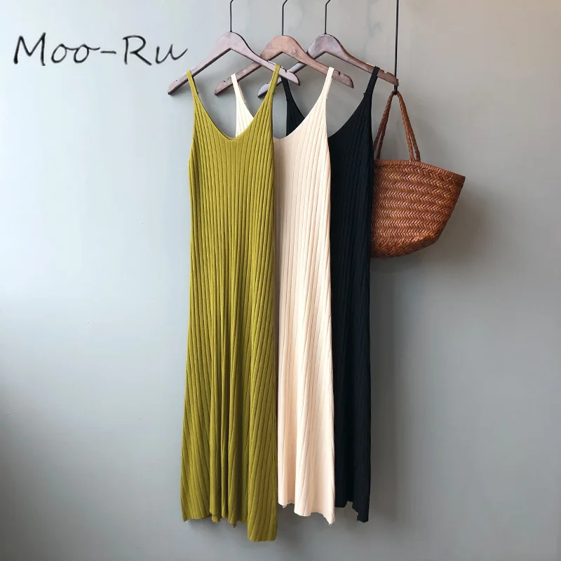 

Moo-Ru 2020 Spring New Style Knit Condole Belt Dress Slim Show Inside Take Vest Bottom Skirt