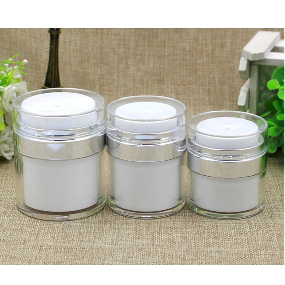 15G 30G 50G Cosmetic Jar Acrylic Cream Refillable Cans Vacuum Bottle Press Style Cream Jar Vials Airless Cosmetic Container