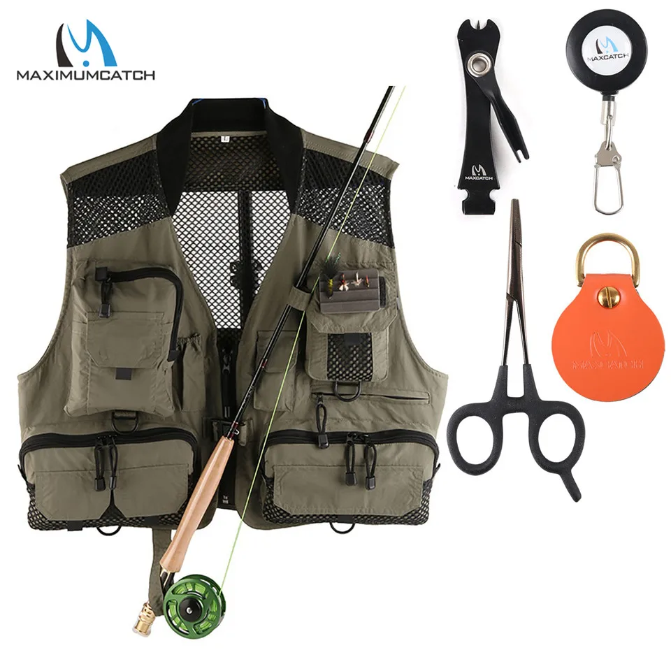Maximumcatch Top Quality Breathable Men's Fly Fishing Vest Outdoor Mesh/Multi-Pockets Super Light Fishing Jacket