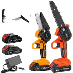 Mini Tronçonneuse Électrique Amovible de 1200 W, 4/6 pouces, Dispositif avec Batterie au Lithium de 24 V, Outils de Travail de Bois pour le Jardin 