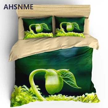 AHSNME 녹색 식물 이불 커버 세트 봄 풍경 이불 커버 꽃 침구 세트 사용자 정의 디자인 킹 퀸 사이즈