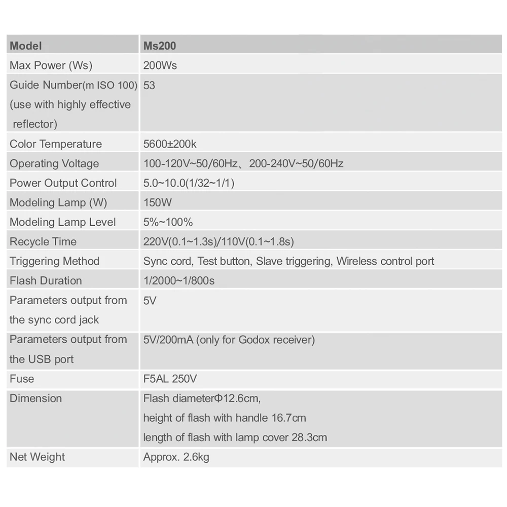 Godox MS200 студийная вспышка стробоскоп свет Monolight GN53 5600K 2,4G Беспроводная X СИСТЕМА 150W моделирующая лампа Bowens крепление для фотографии