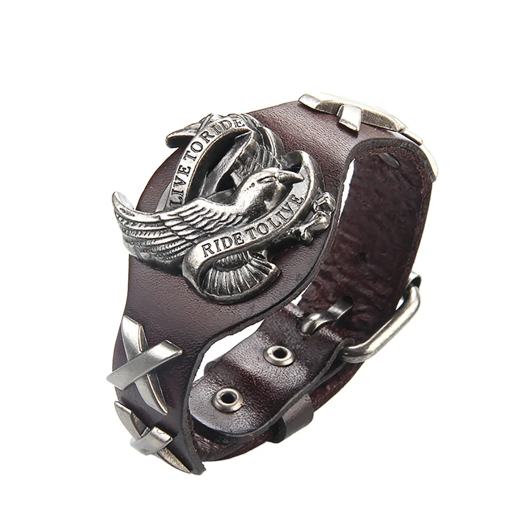 Bracelet Jewelry Genuine Leather Men Eagle Skull Retro Bracelets for Women