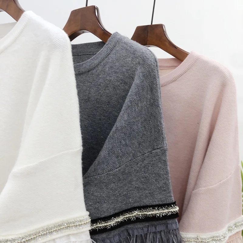 Woherb женский толстый осенне-зимний вязаный свитер с блестками пуловер с кисточками женский свободный мягкий Повседневный джемпер Pull Femme 22994
