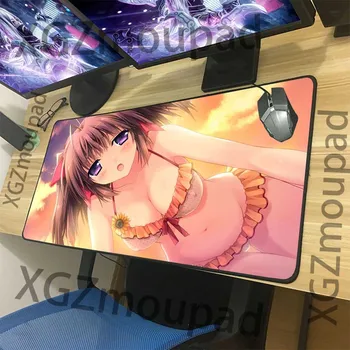 

XGZ Large Game Mouse Pad Black Lock Edge Anime Beach Swimsuit Girl Computer Desk Mat Rubber Non-slip Insulation Coaster Xxl