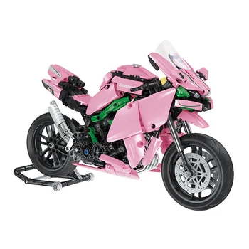 

DIY Assemable Motorcycle Mini Bricks Educational Toys for Children Adults Building Blocks Model Set Pink / black