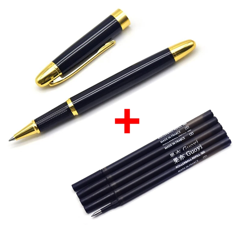 Black-5 Black refill CCCAGYA Z318 Классическая Металлическая гелевая ручка 0,5 мм перо Learn office школьный канцелярский подарок ручка& Отель бизнес письма шариковая ручка - Цвет: Black-5 Black refill
