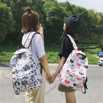 

2020 new printed sweet small fresh canvas fashion casual women's backpack large capacity student bag,women's school bag