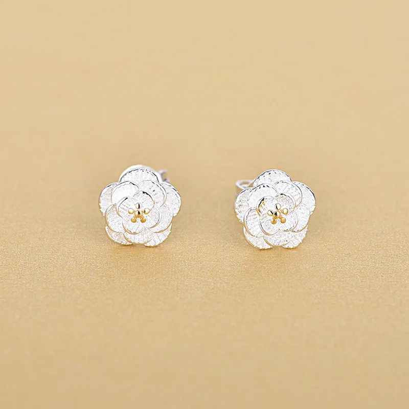 Fashion-Women-Layer-Rose-Flower-925-Sterling-Silver-Stud-Earrings-For-Birthday-Jewelry-Gifts