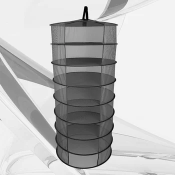 

60CM 8 Layer Portable Folding Hanging Drying Net Mesh Storage Organizer Net Shelf Rack for Plant Garden Picnic Fishing