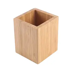Porte crayon en bambou, boîte carrée de rangement pour stylos, brosses de maquillage, papeterie de bureau, livraison directe 