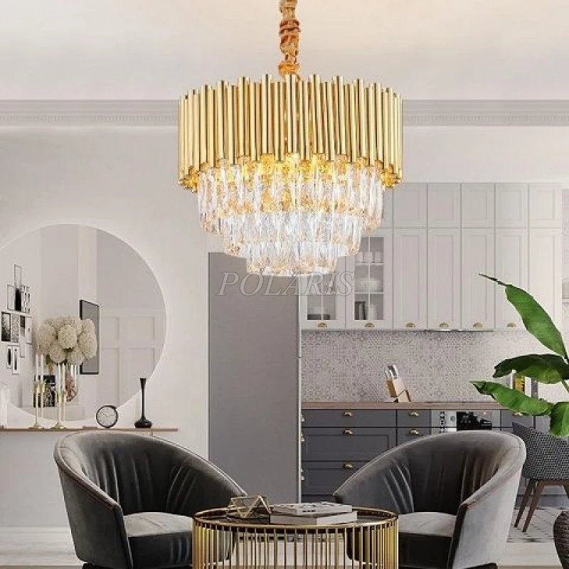 Modern Contemporary Crystal Chandelier Light LED Cristal Chandeliers Hanging Lamp Home Hotel Living Room Lighting Fixture