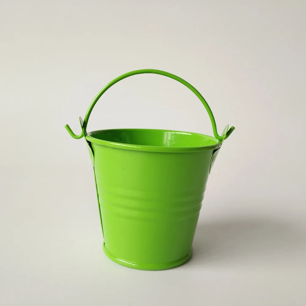 100Pcs/Lot D6xH5.5CM easter gift box green Iron t favor holder Mini Pail Candy boxes wholesale | Дом и сад