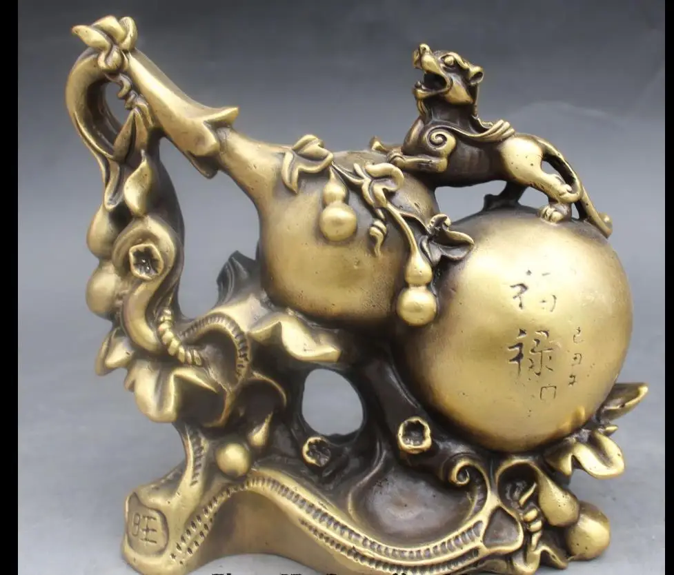 15541 + 7 &quotКитайский Фэншуй Бронзовый кукурбит PiXiu Phylactery зверь-хранитель статуя