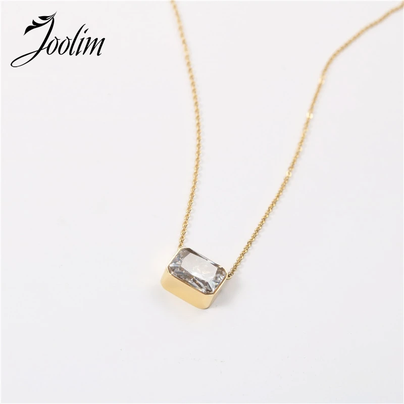 

Joolim Jewelry High End PVD Wholesale No Fade Dainty Retro Zircon Pendant Stylish Stainless Steel Necklace For Women