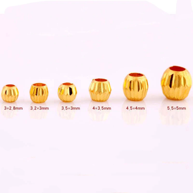 Pure 24K Yellow Gold 3D Bead DIY Weave Bracelet Or Necklace 2.8-5.5mm