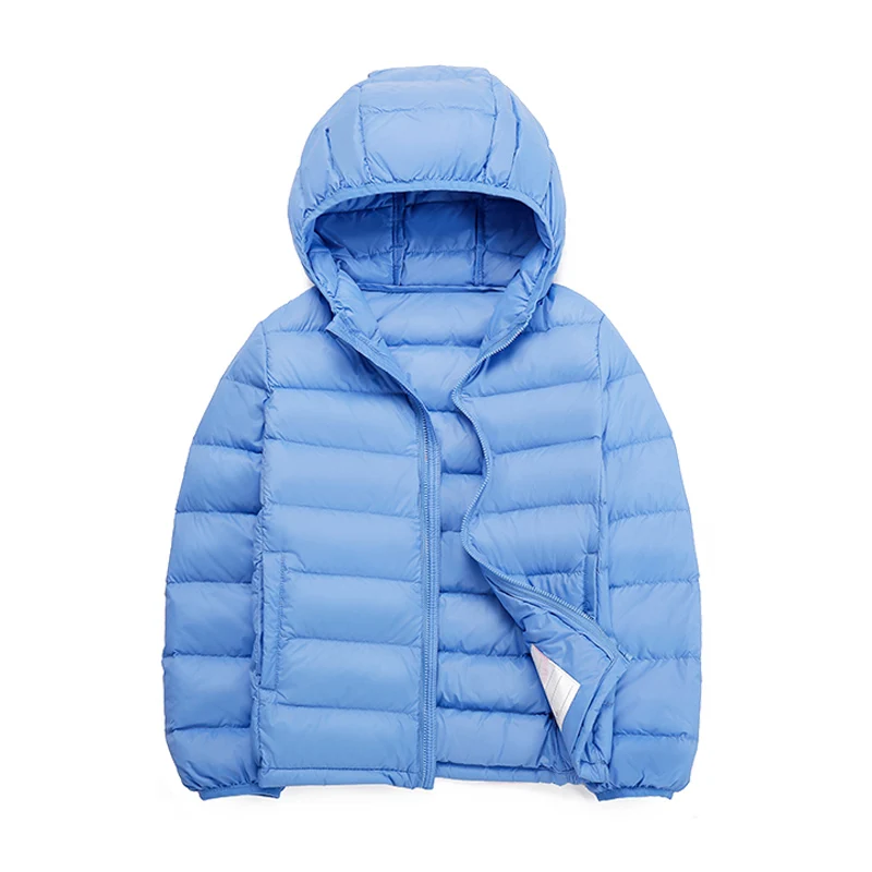 2-14 Years Autumn Winter Light Weight Children's Hooded Down Jackets Kids Clothing Boys Girls Portable Windproof Duck Down Coats