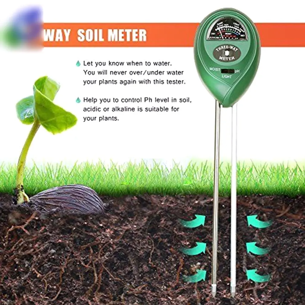 3 в 1 рН-метр влажности почвы воды цифровой тестер анализатор садовые растения цветок гидропоника Инструмент детектор