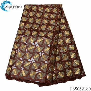 

Alisa golden african net lace french sequin fabric 2020 high quality embroidered nigerian organza laces fabrics for dress sewing