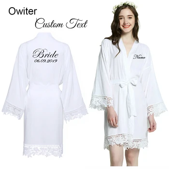 

Personalized Robes Rayon Cotton Printed Gown Wedding Bride Bridesmaid Robe Plus Size Women Ladies Long Gown Sexy Nightgrowns