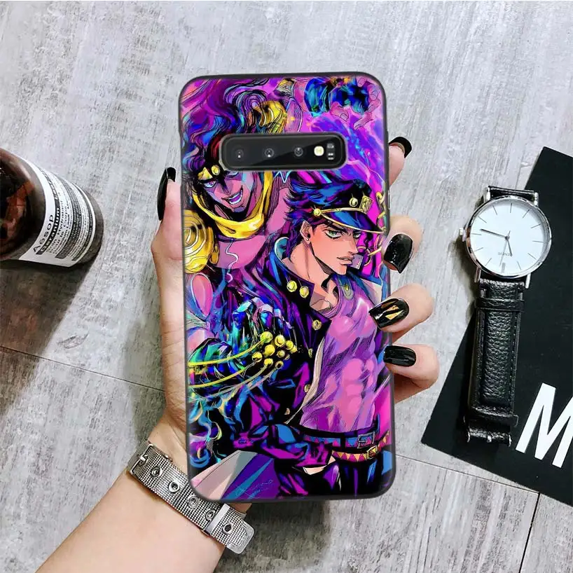 JoJo невероятное приключение черная крышка чехол для телефона для samsung Galaxy S10+ Plus Note 10 9 8 S9 S8 J4 J6+ плюс S7 S6 край Капа