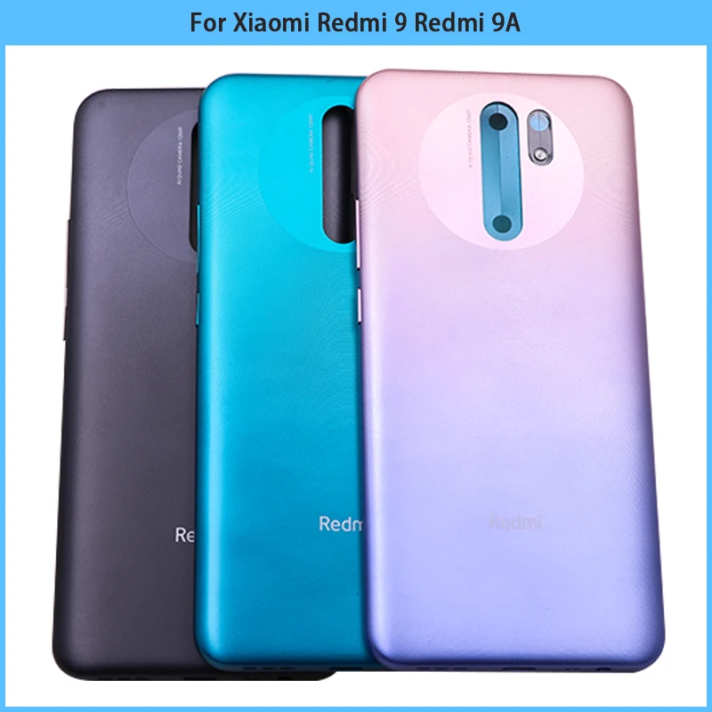 New For Xiaomi Redmi 9 9A Plastic Battery Back Cover Rear Door Housing Case Side Buttons Replace No NFC contacts | Мобильные
