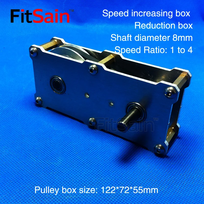 Fitsain-1:4 synchronous pulley belt pulley double axle reducer gearbox accelerator high torque reducer