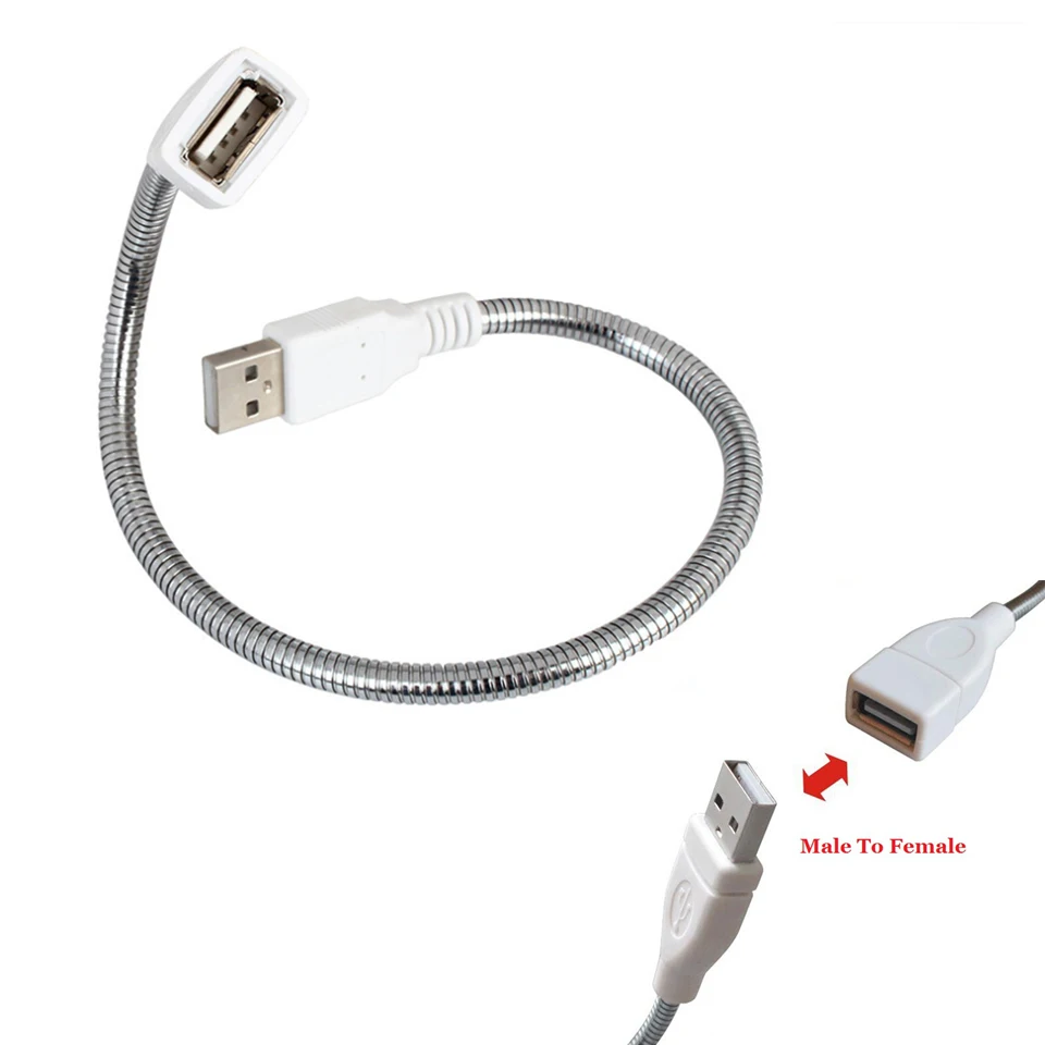 DC5V Double Head Flexible Supple Metal USB Extension Male to Female Power Apply Tube Hose Cable for Light Lamp | Лампы и освещение