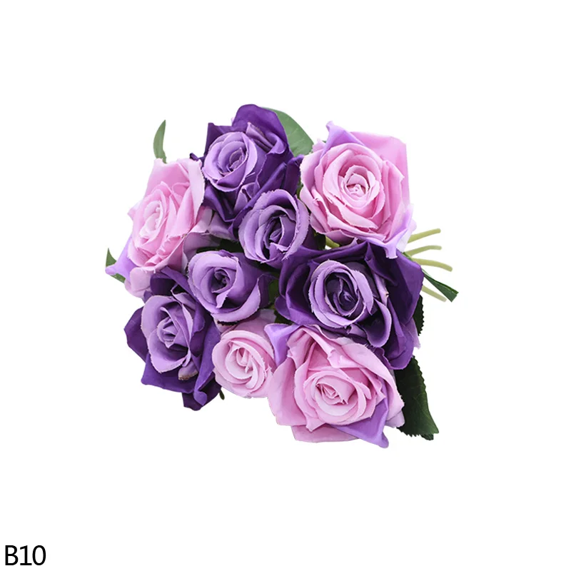 B10 mix purple Дешевый искусственный цветок высокого качества поддельный цветок Шелковая Роза искусственная цветок для свадьбы День рождения вечеринки украшения дома - Цвет: B10 mix purple