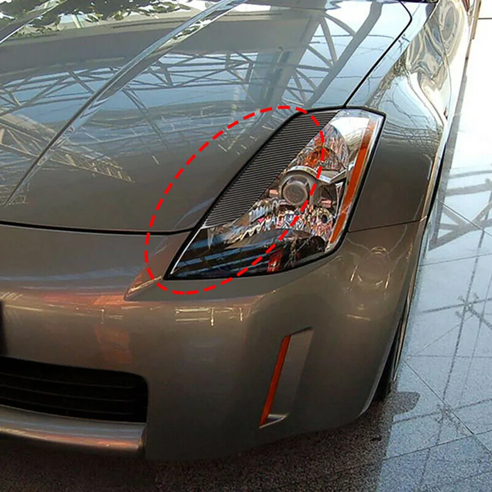 Наклейка накладка на фары из углеродного волокна для Nissan 350Z 2003-2009 Черный Авто