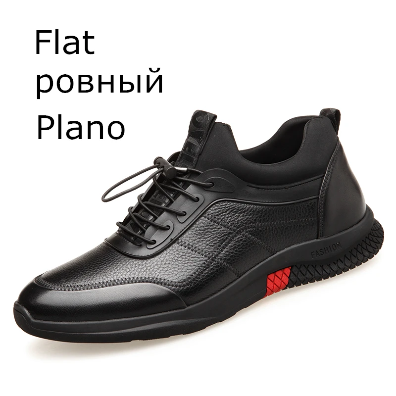 Black Flats Misalwa/мужская повседневная обувь из искусственной кожи с мягкой подошвой; универсальные трендовые мужские кроссовки, увеличивающие рост на 5 см; удобная мужская обувь, увеличивающая рост - Цвет: Black Flats