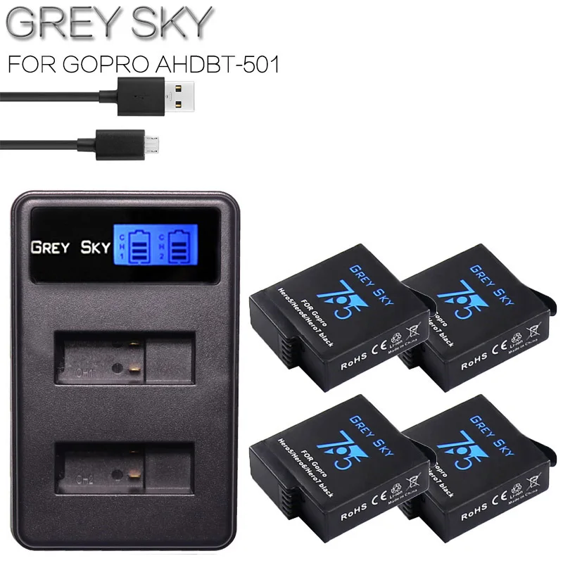 charger and 4battery Для камеры GoPro hero 5 hero 6 hero 7 black GoPro AABT-001 полностью декодированная батарея 1600 мАч для камеры GOPRO hero 5 hero 7 hero 6 - Цвет: charger and 4battery